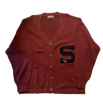 버건디 S 자수 니트 가디건 완판템