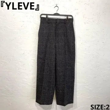 일본제 [YLEVE] 체크 무늬 울 트위드 팬츠 와이드 팬츠 2