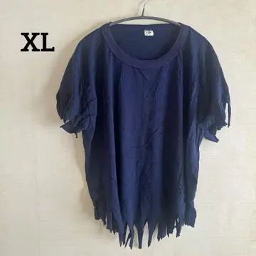 네이비 프린지 반팔 T셔츠 XL