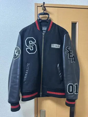 hysteric glamour 바시티 자켓 블랙/레드