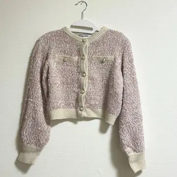 여성용 핑크 크롭 가디건 M