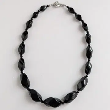 오닉스 x 실버 클래스프 목걸이 흑석 꼬임 컷 고급