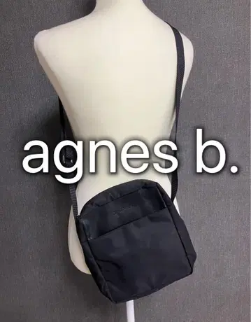 에네스베 agnes b. 숄더백 나일론 x 가죽 블랙