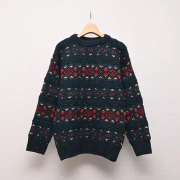 Traditions 트래디션 니트 그린 녹색 올 패턴 스웨터