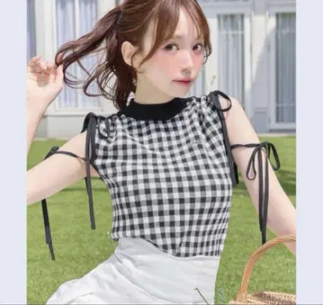 미셸 마카롱 리본 드로스트 니트탑