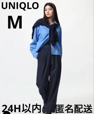 새상품급 UNIQLO 유니클로 턱 와이드 팬츠 네이비 M