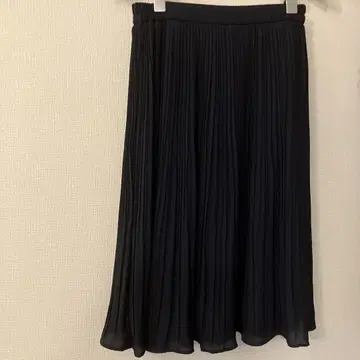 네이비 블랙 플리츠 종아리 기장 롱 스커트 허니즈