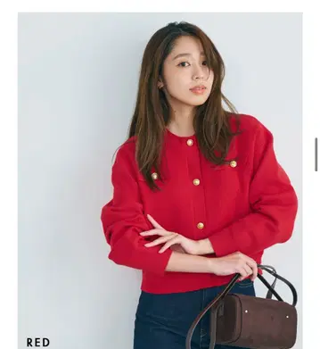 베이스먼트 골드 버튼 가디건 레드, 화이트 있음 미사용 새상품