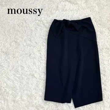 마우지 타이트 스커트 스트레치 무지 허리 리본 프론트 슬릿