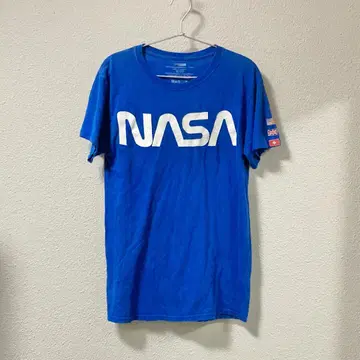 수입 구제 의류 NASA 로고 T셔츠 파랑