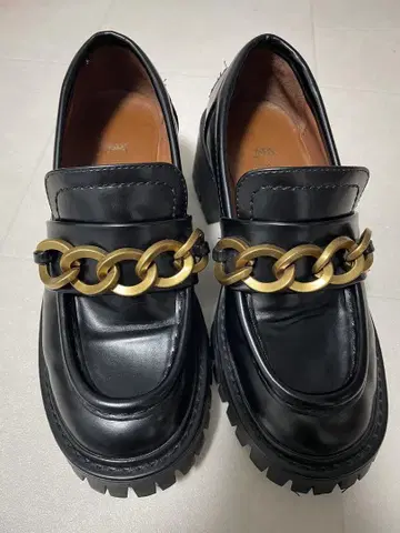 ZARA 자라 로퍼 체인 통굽 트랙 밑창 블랙 35 22.5