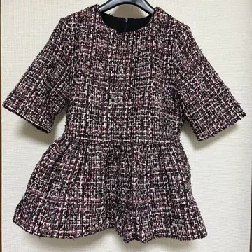 벌스데이 바쉬 TWEED PEPLUM TULLE TOPS 레드 M