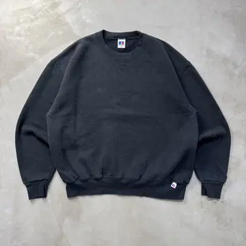 90s Russell 무지 맨투맨 블랙