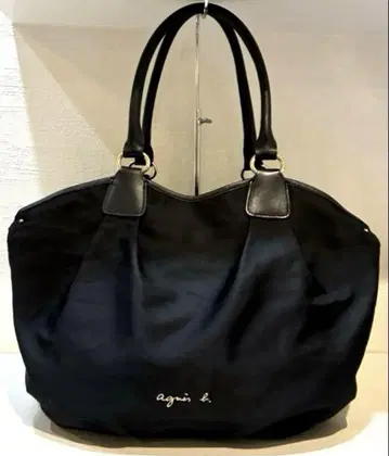 agnes b. 나일론 x 가죽 토트백 블랙 A4 수납 가능 숄더백 가능