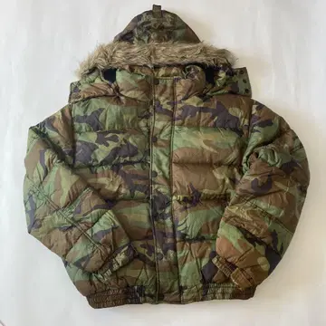 Schott 카모 패턴 구스 다운 자켓 퍼 포함 후드 XL 카모플라주