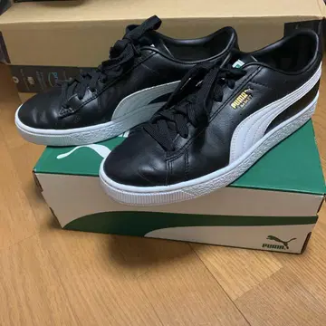 Puma 블랙 가죽 스니커즈
