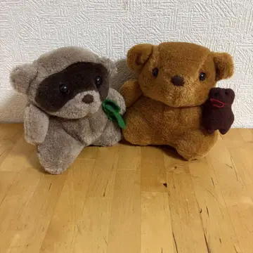 쇼와 레트로 곰 너구리 봉제 인형 인형 마스코트 (k