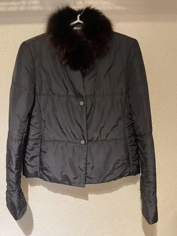 쟌프랑코 페레 여성용 블랙 퍼 옷깃 숏 다운 자켓