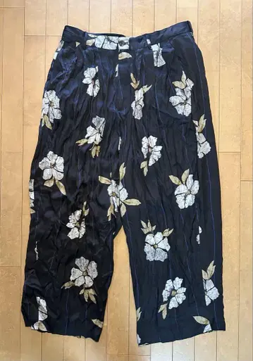 ZARA 자라 남성용 플라워 스트라이프 와이드 팬츠 XL