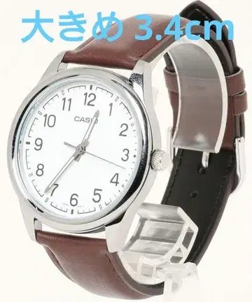 CASIO 카시오 손목시계 3.4cm 브라운 가죽 빅