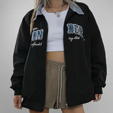 데님 컬러 나일론 자켓