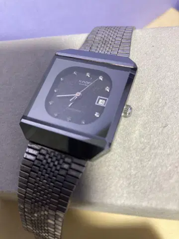 작동품 RADO DiaStar 남성용 쿼츠 손목시계 블랙