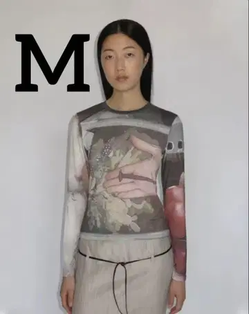 택 사용 새상품 팔로마 울 아트 프린트 스킨 탑 M