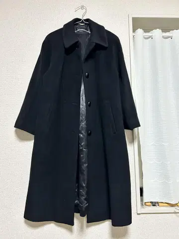 VESTINA 도쿄 스타일 캐시미어 100% 블랙 롱 코트