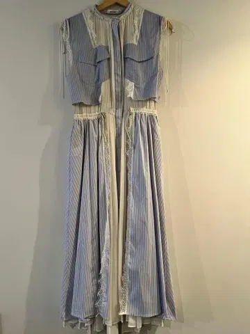 프레이 아이디 슬리브리스 롱 셔츠 원피스