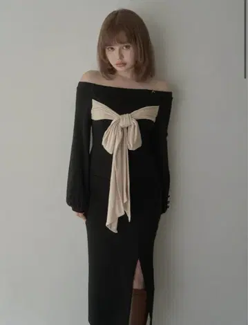 andmary Ella ribbon dress black