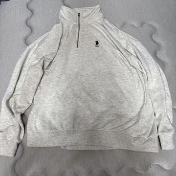 U.S.POLO ASSN. 하프 지퍼 그레이 스웨터