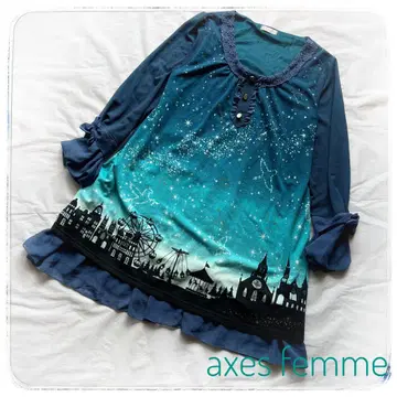 axes femme 엑시즈팜 튜닉 티셔츠 긴팔 별자리 밤하늘