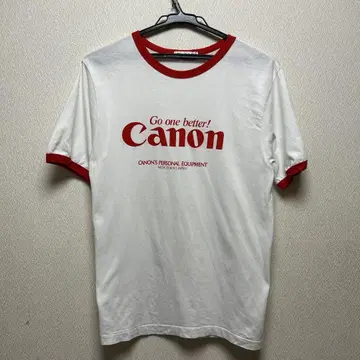 빈티지 Canon 로고 T셔츠 화이트/레드