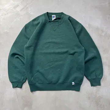 90s Russell blank sweat black 무지 맨투맨 그린