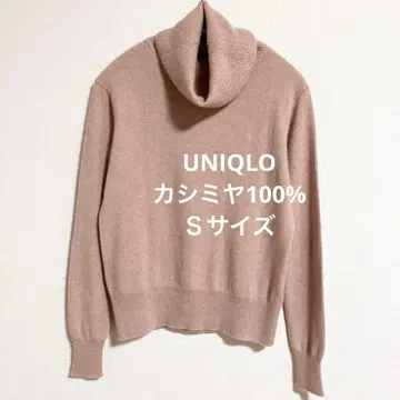 유니클로 캐시미어 100% 니트 오프 터틀 핑크 S