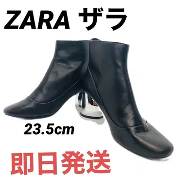 [ 새상품급 ] ZARA 자라 가죽 백 지퍼 부츠 37 23.5cm 블랙