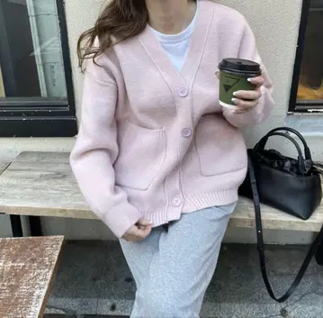 selectshop-K Basic pocket cardigan(Pink)