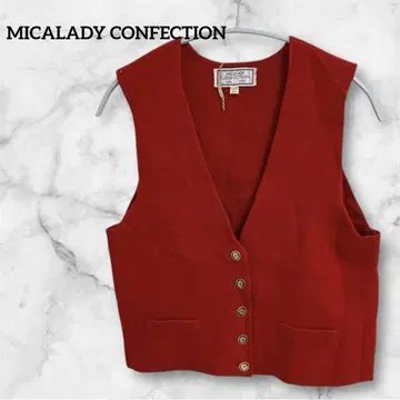 MICALADY CONFECTION 레드 니트 베스트 9호 모 100%