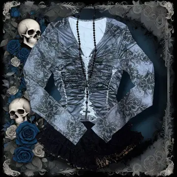 다크코어 레이스업 긴팔 T셔츠 gothic punk