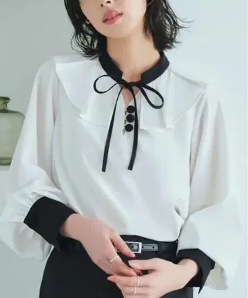 RUIRUE BOUTIQUE 부드러운 고급 트윌 케이프 칼라 블라우스