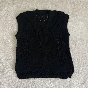 Mame Lace Pattern Knitted V Neck Vest 1