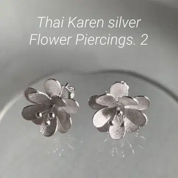 태국 카렌 실버 꽃 귀걸이 2