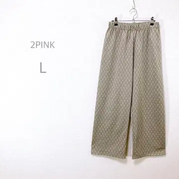 [ 2PINK ] 와이드 팬츠 에스닉 올 패턴 허리밴딩 광택감 개성적
