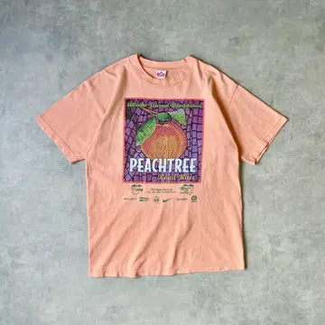 90s 이벤트 티셔츠 복숭아 피치 프린트
