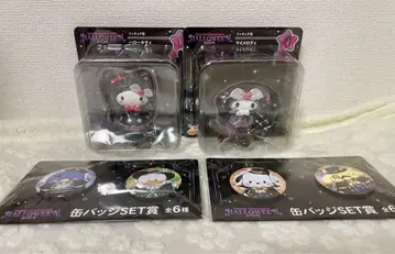 산리오 happy 복권 피규어상 2점 & 캔뱃지 세트 키티 마이멜로디