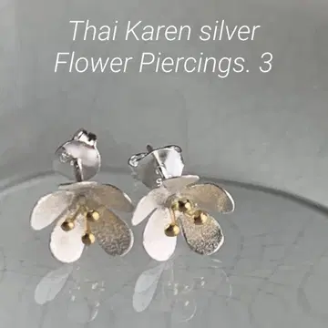 태국 카렌 실버 꽃 귀걸이 3