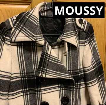 MOUSSY 마우지 체크 무늬 코쿤 코트
