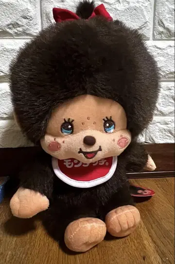 레트로 몽치치 봉제 인형 빨간색 리본 여아