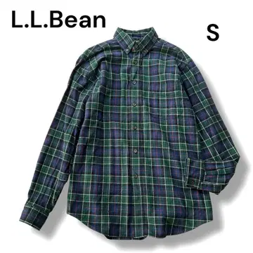 L.L.Bean 체크 무늬 플란넬 셔츠 자켓 겉옷 두꺼운 코튼 S