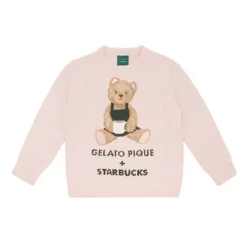 새상품 gelato pique 파우더 베어 자카드 풀오버 소프트 핑크